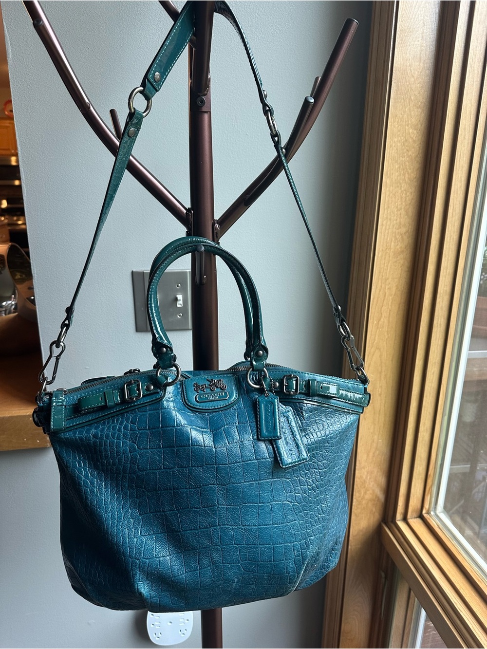 Teal Coach Madison Lindsey Satchel - Picture 3 of 9